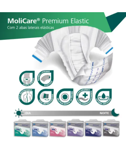 FRALDA INCONTINÊNCIA COM ABAS LATERAIS ELÁSTICAS - MoliCare® PREMIUM ELASTIC - 8 GOTAS