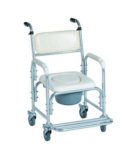 CADEIRA SANITÁRIA DE ALUMÍNIO COM RODAS - 22091
